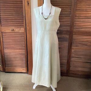 Stylish A-Line Sleeveless Ramie/Rayon Button-Back Maxi Dress (L)